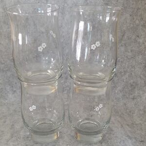 Pfaltzgraff Remembrance Set of 4 Glasses with White Floral Design EUC